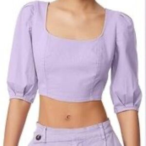 Circus NY Lavender Blouse with Puff Sleeves XS